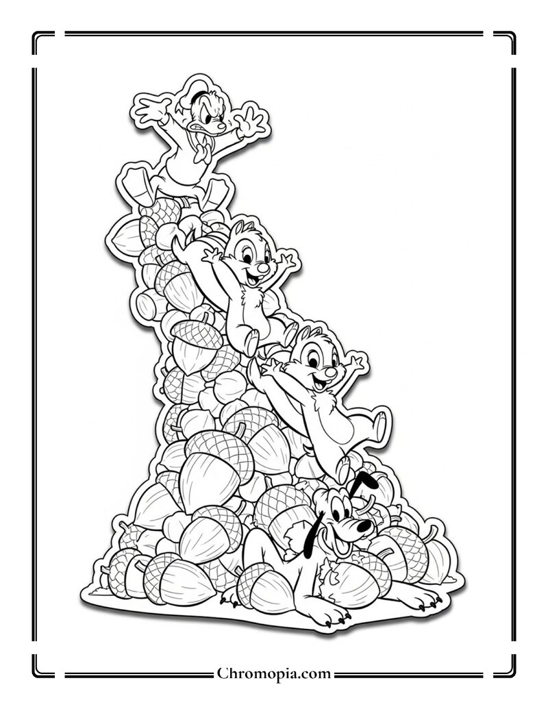 Chip and Dale Nut Avalanche Coloring Page