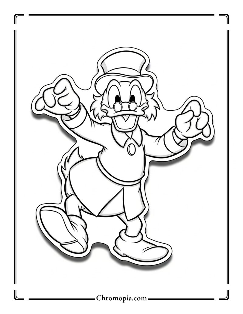 Scrooge McDuck Dancing With Minnie Mouse Coloring Page