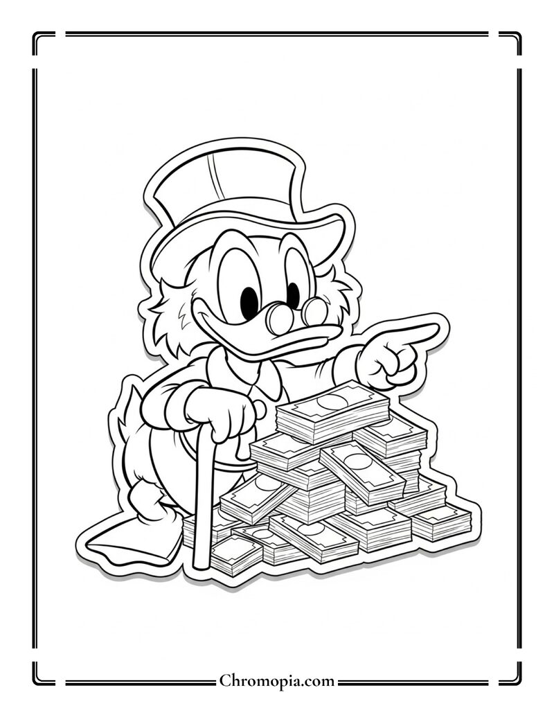 Scrooge McDuck Playing Hide And Seek Coloring Page