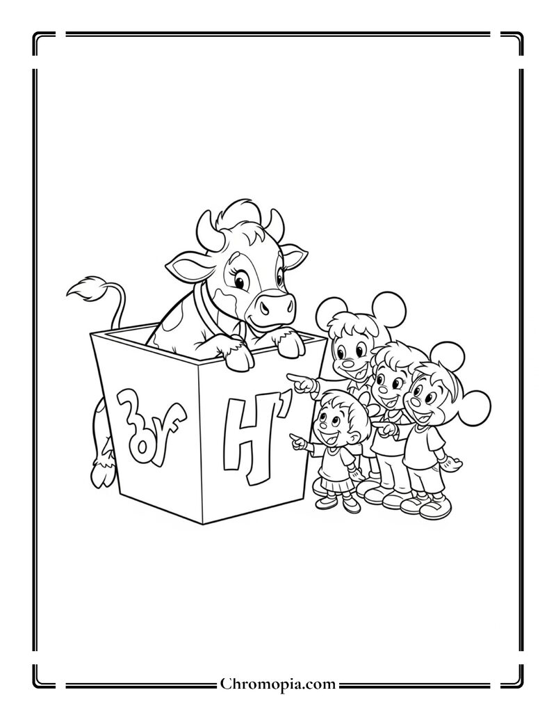 Clarabelle Cow Playing Hide And Seek Coloring Page