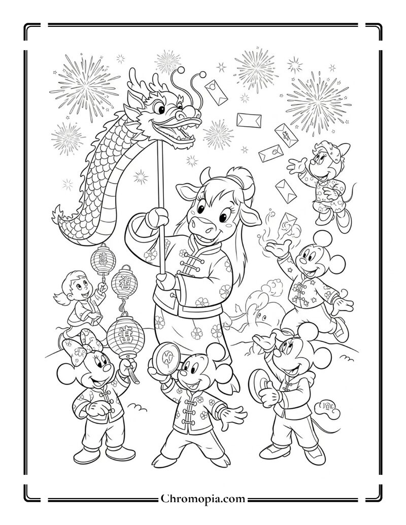 Clarabelle Cow Chinese New Year Parade Coloring Page