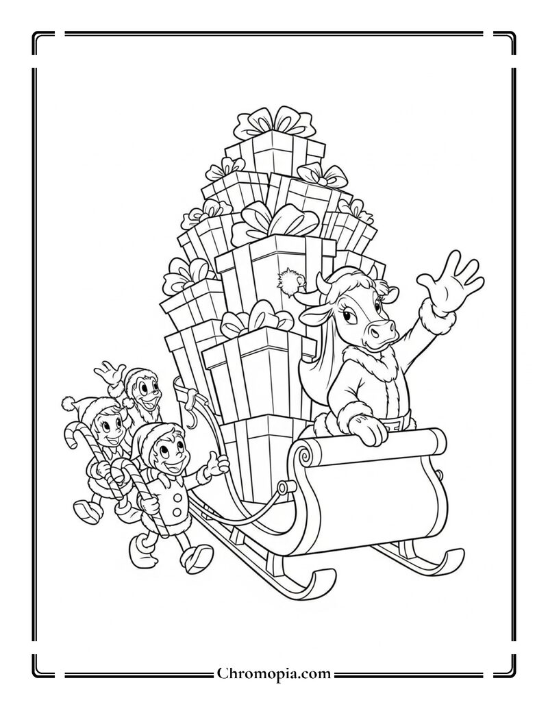 Clarabelle Cow Christmas Gift Parade Coloring Page