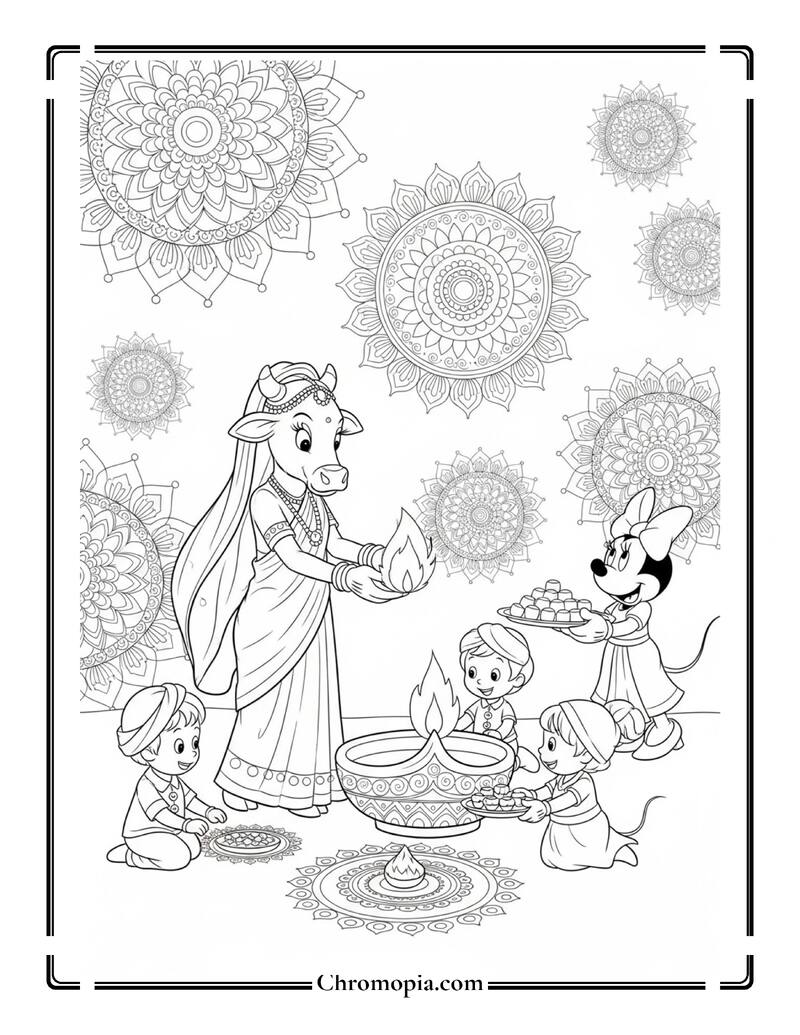 Clarabelle Cow Diwali Festival Of Lights Coloring Page