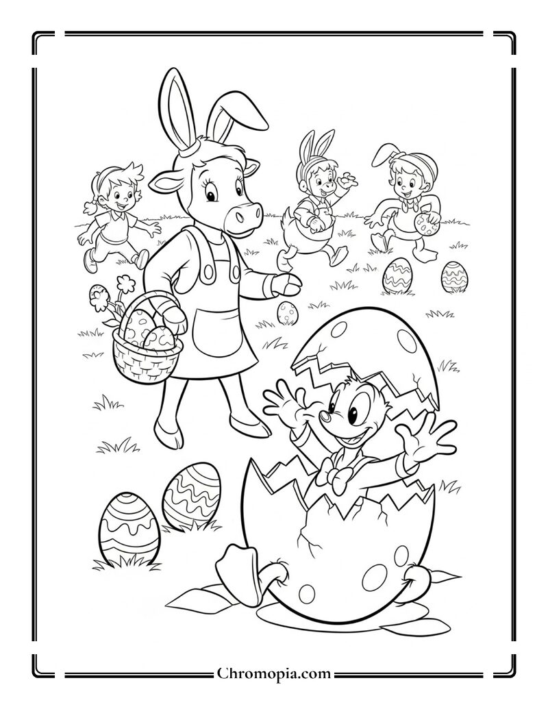 Clarabelle Cow Easter Egg Hunt Coloring Page