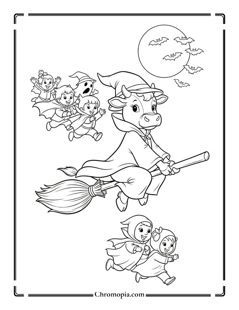 Clarabelle Cow Halloween Pumpkin Ride Coloring Page