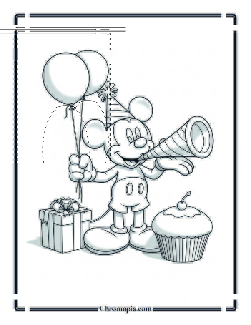 Mickey Mouse Birthday Coloring Page