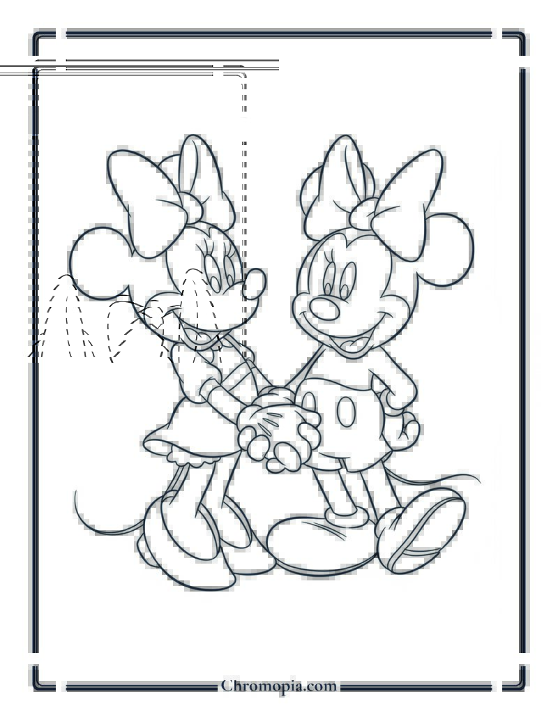 Mickey and Minnie Mouse Coloring Page