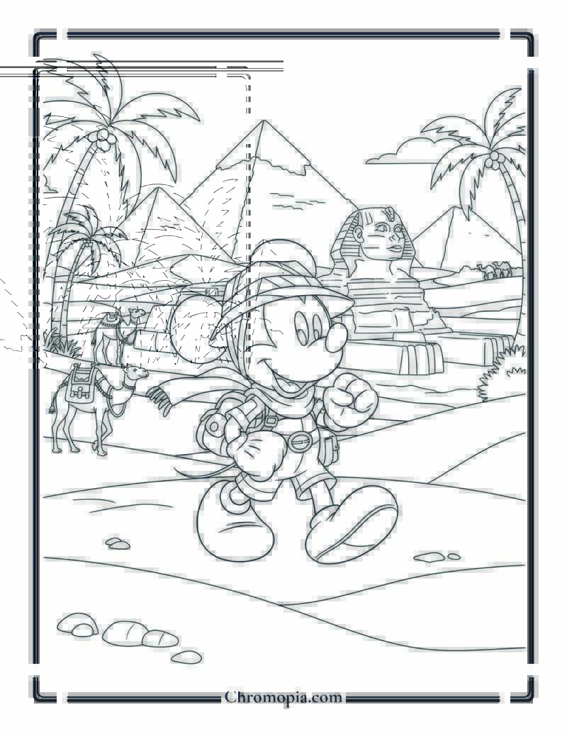 Mickey Mouse Exploring Egypt Coloring Page