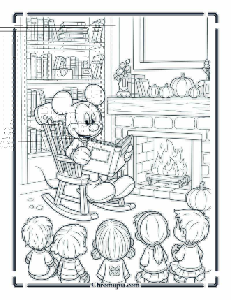 Mickey Mouse Thanksgiving Storytime Coloring Page