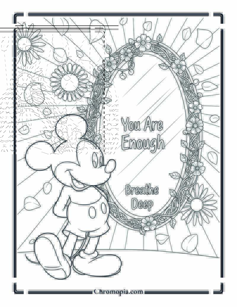 Mickey Mouse Self Affirmation Mirror Coloring Page
