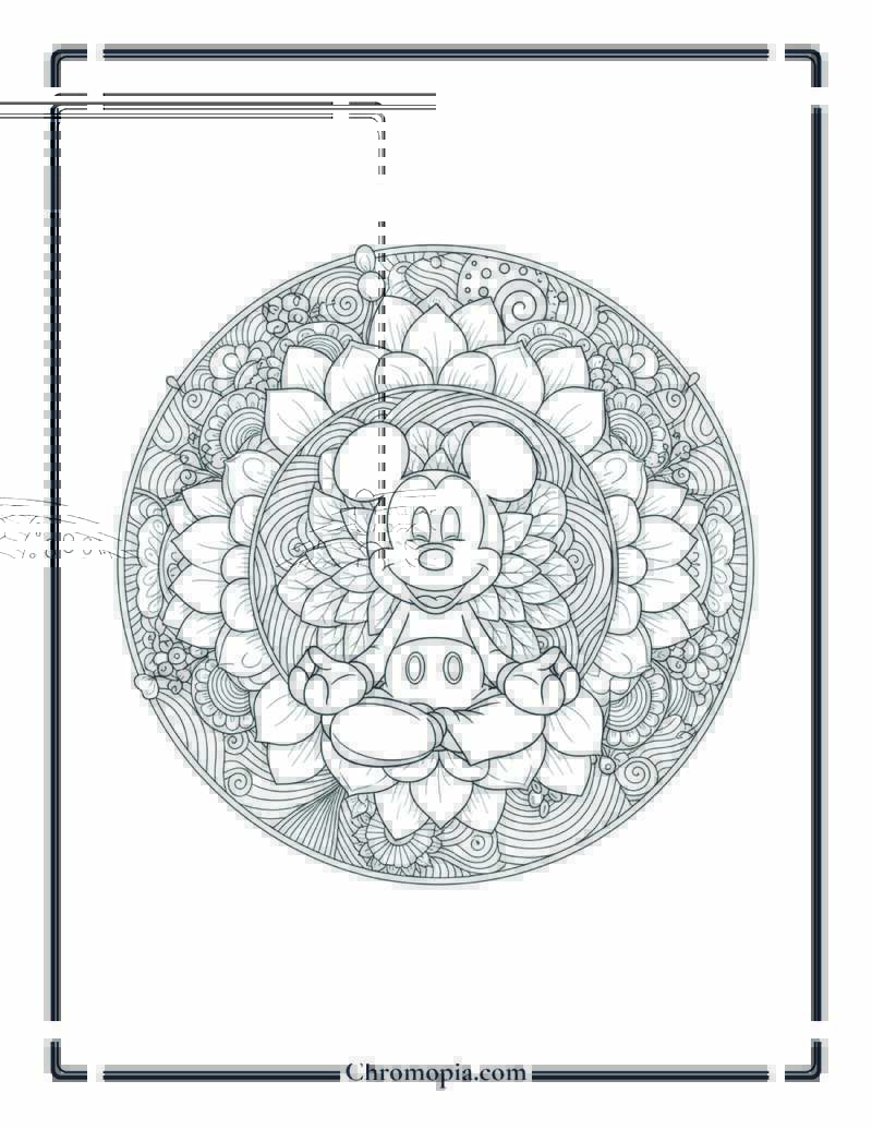 Mickey Mouse Yoga Mandala Pose Coloring Page