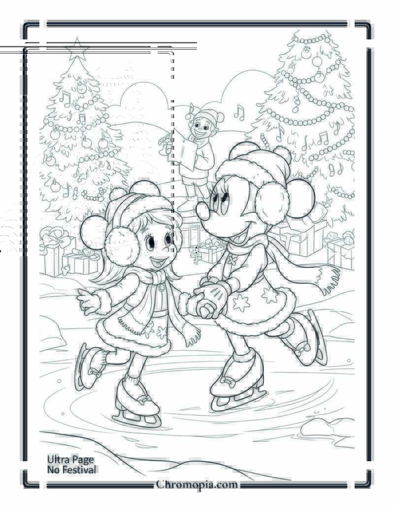 Minnie Mouse Ice Skating Festival Coloring Page