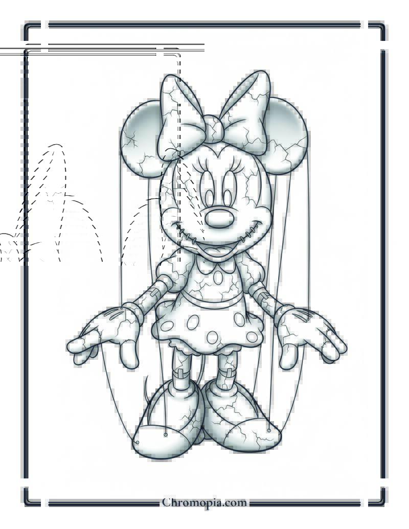 Creepy Puppet Minnie Mouse Coloring Page