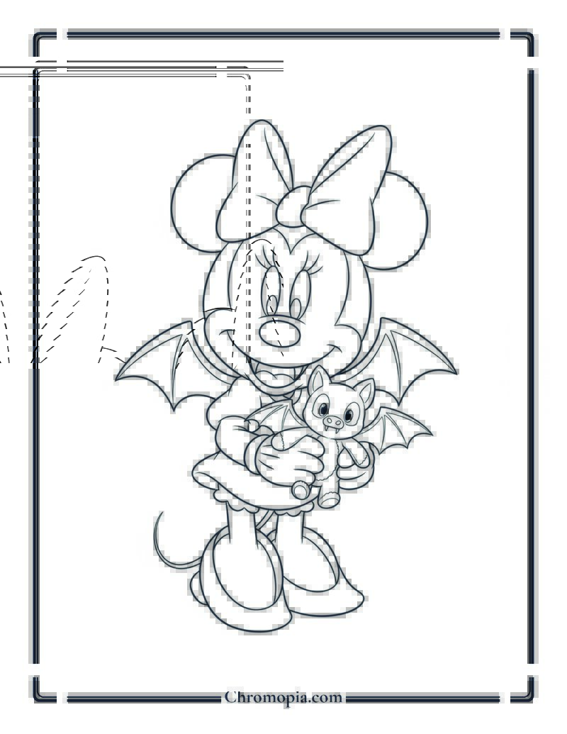 Cute Vampire Minnie Mouse Coloring Sheet