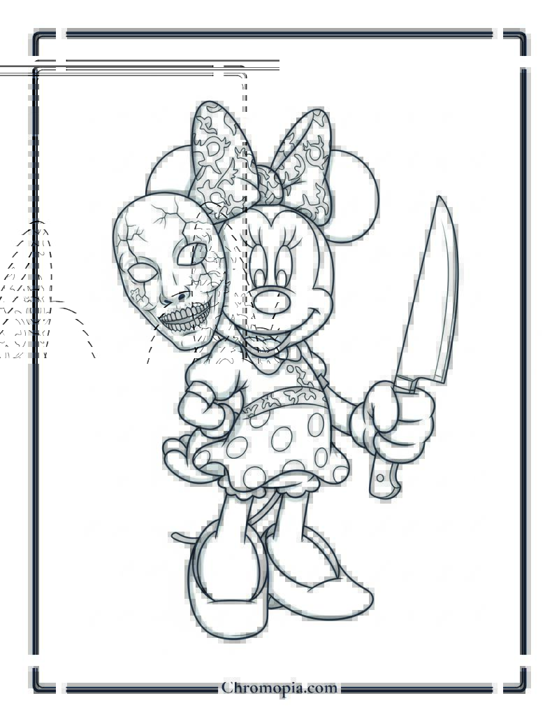 Horror Movie Minnie Mouse Mashup Coloring Page