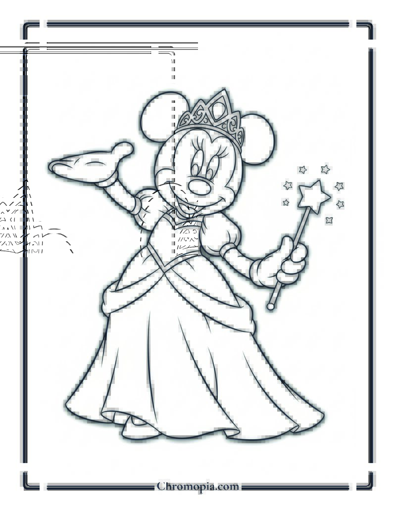 Minnie Mouse Princess Dress Coloring Page