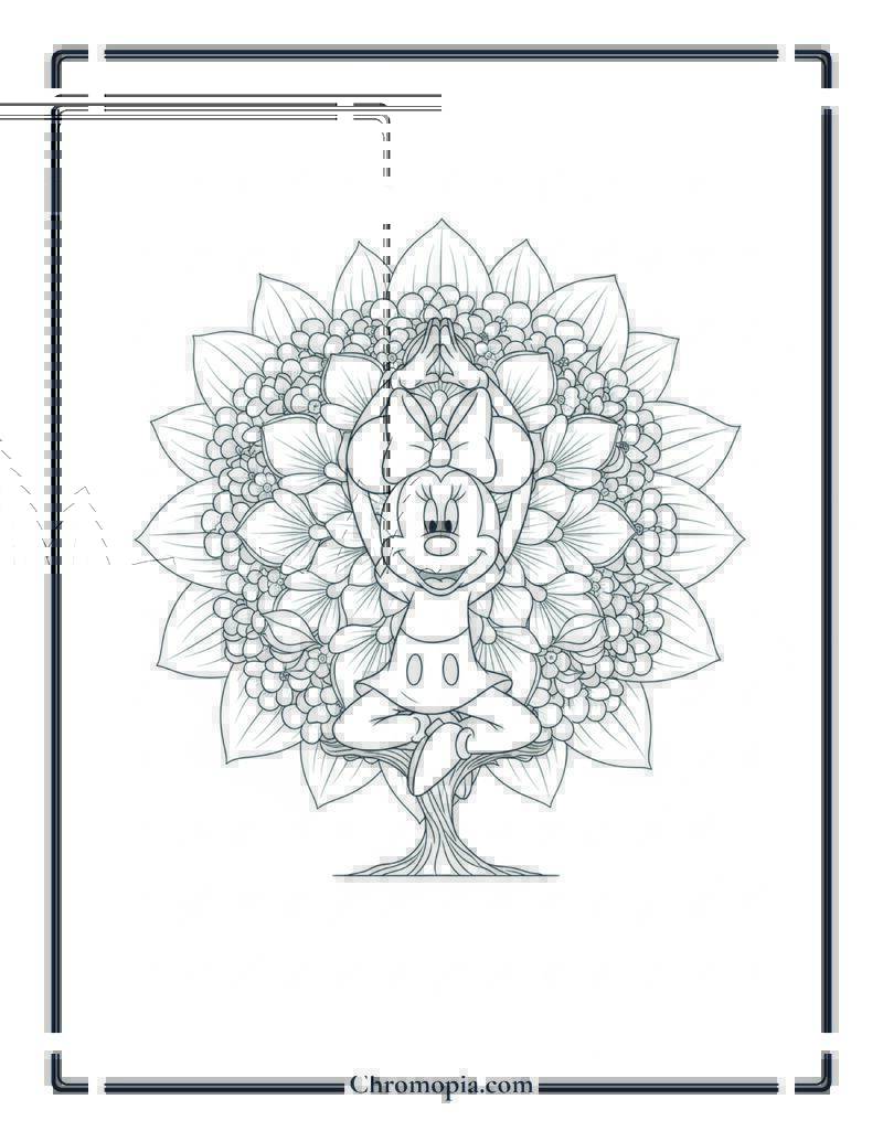 Minnie Mouse Floral Yoga Pose Coloring Sheet