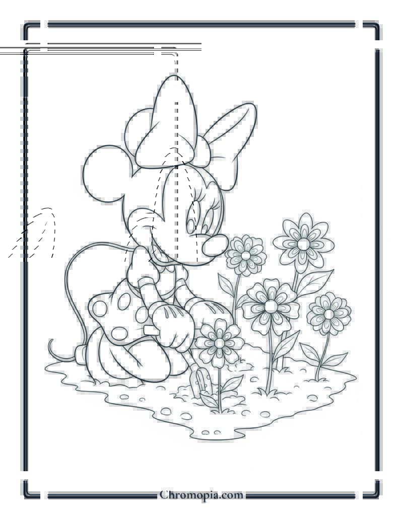 Minnie Mouse Mindful Gardening Coloring Page