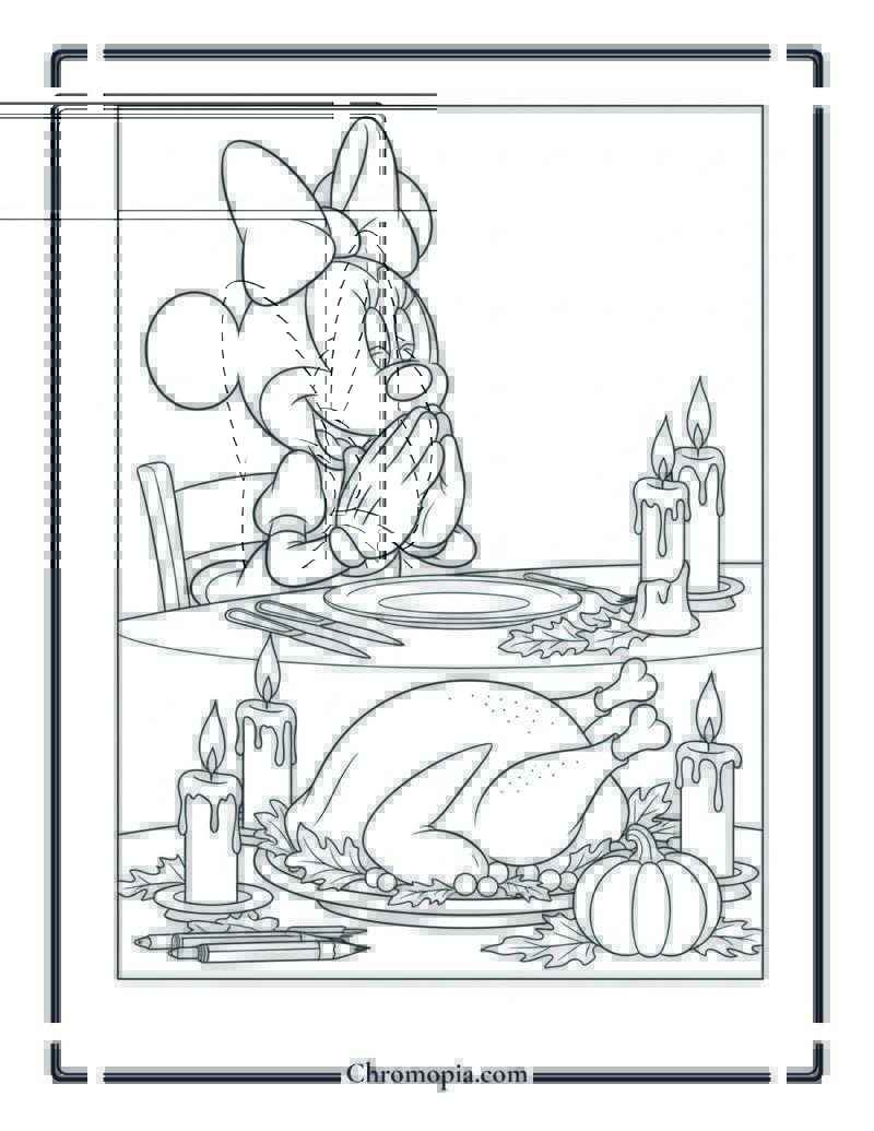 Minnie Mouse Giving Thanks Prayer Coloring Page