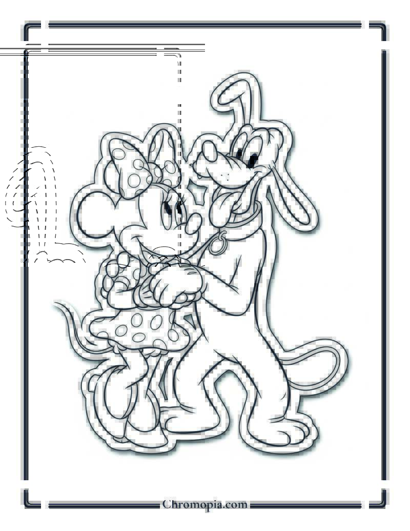Pluto Dancing With Minnie Mouse Coloring Page