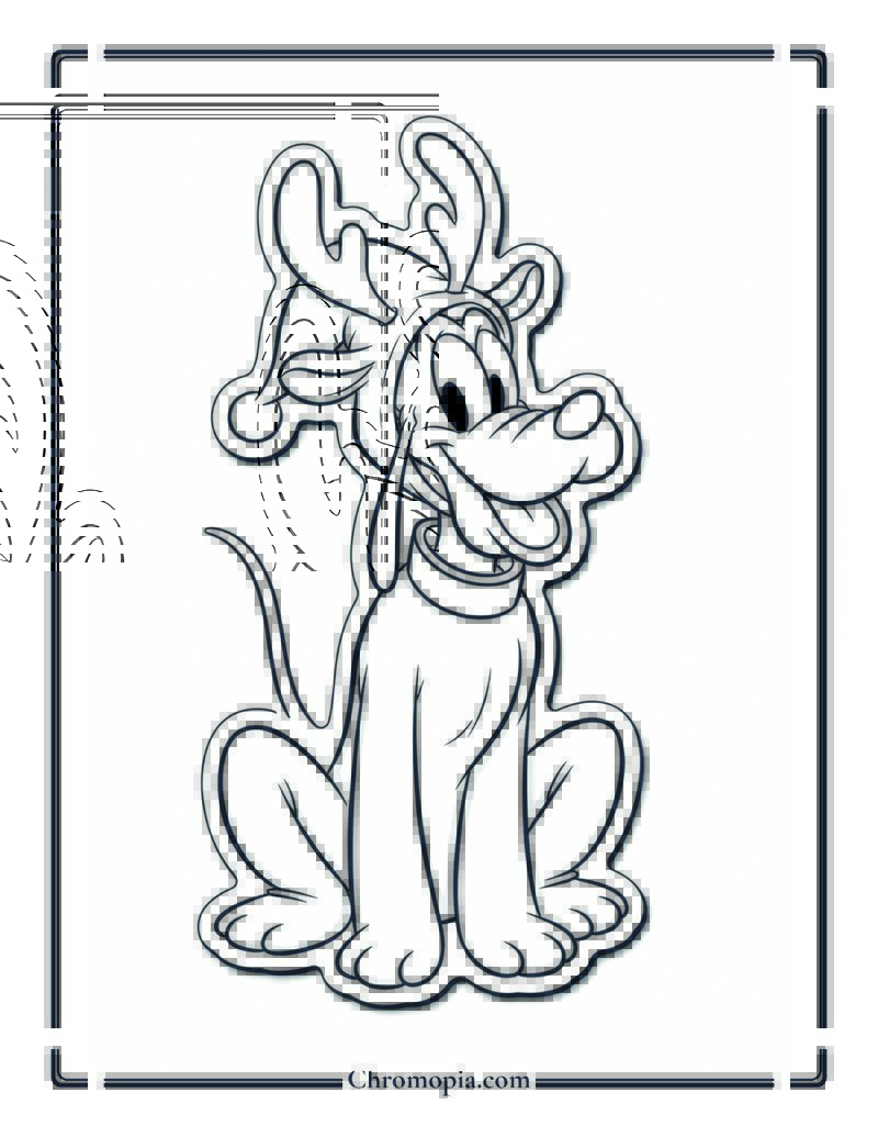 Pluto Dressed as a Reindeer Coloring Page