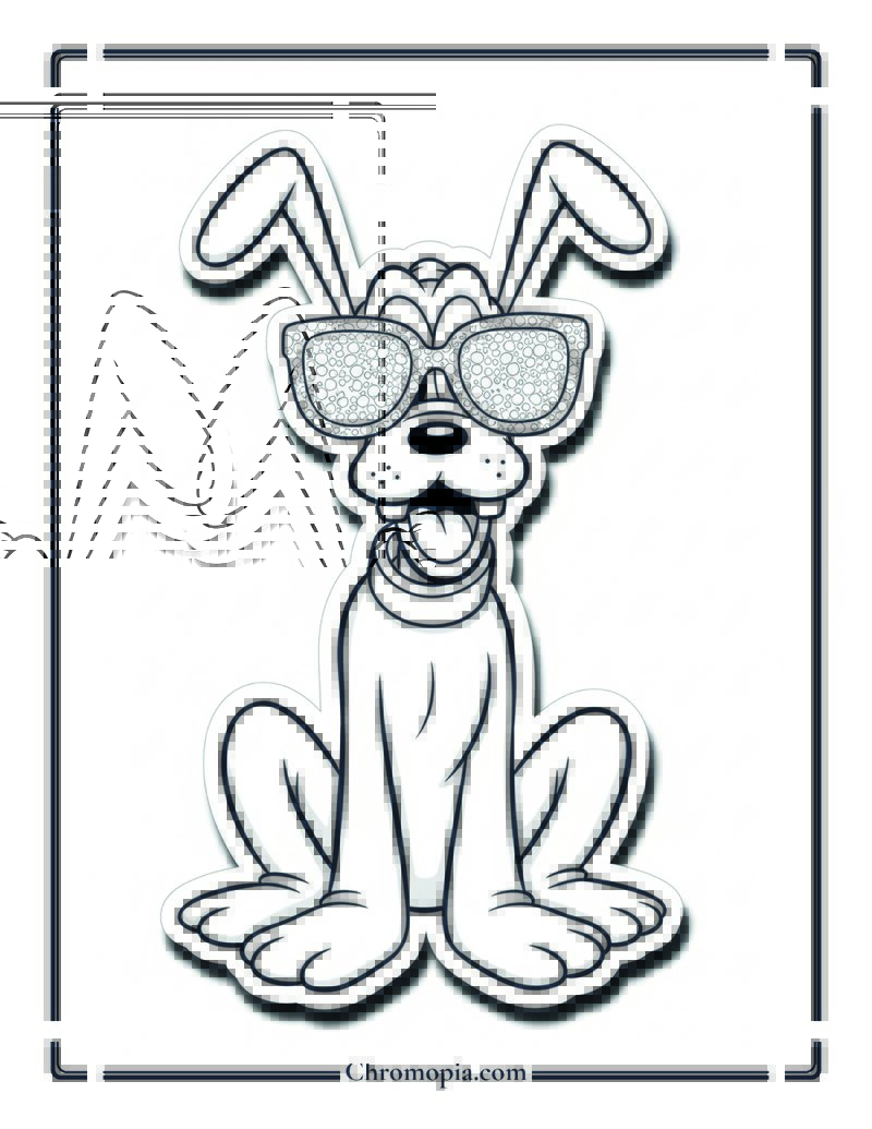 Pluto Wearing Funny Sunglasses Coloring Page