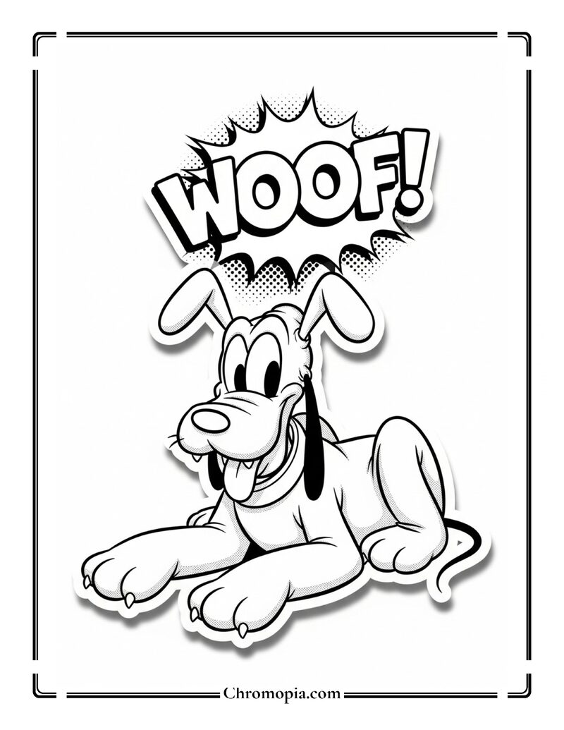 Pluto Pop Art Birthday Celebration Coloring Page