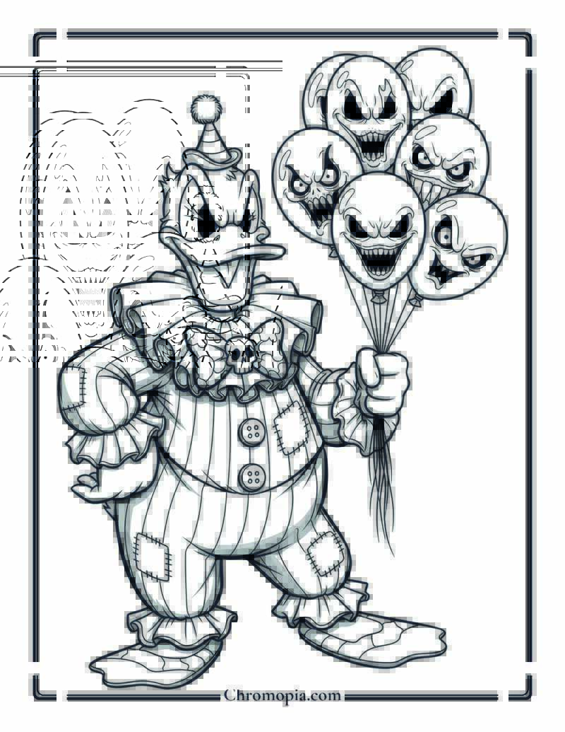 Creepy Clown Donald Duck Coloring Page
