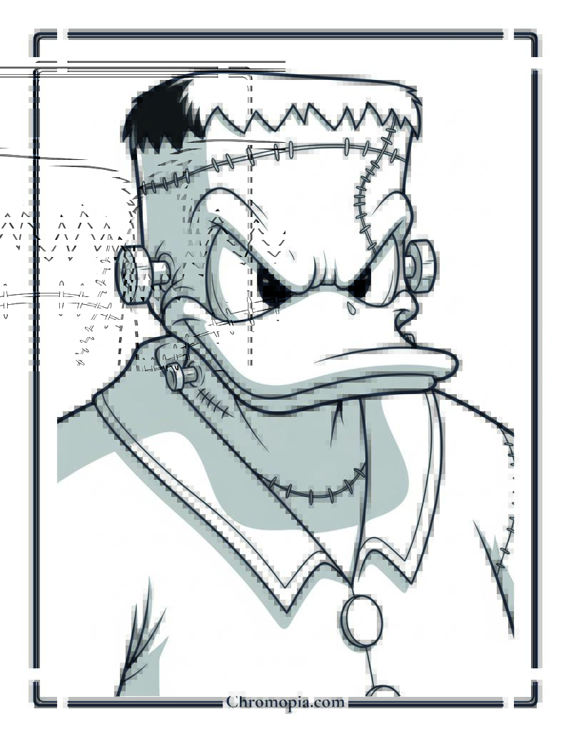 Frankenstein Donald Duck Halloween Coloring Page