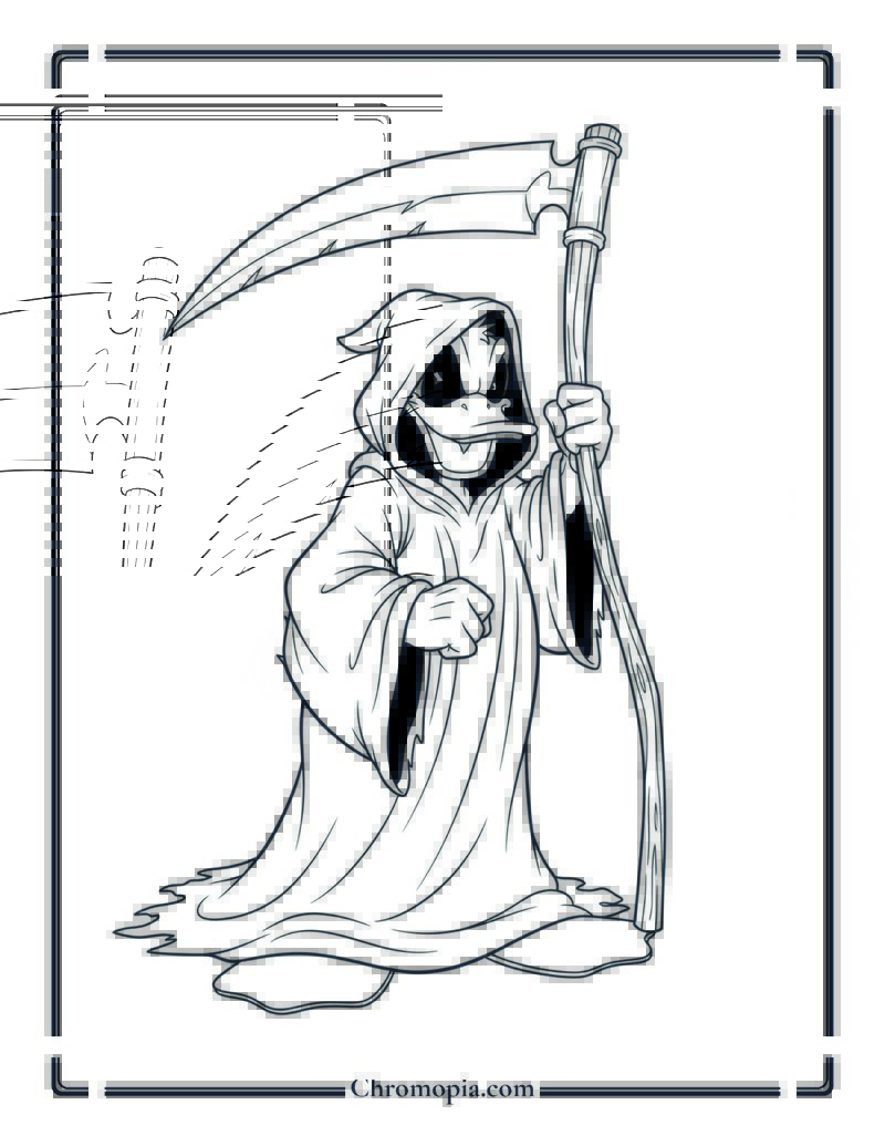 Grim Reaper Donald Duck Coloring Page