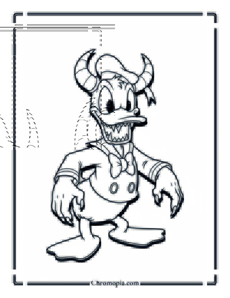 Monster Donald Duck Halloween Coloring Page