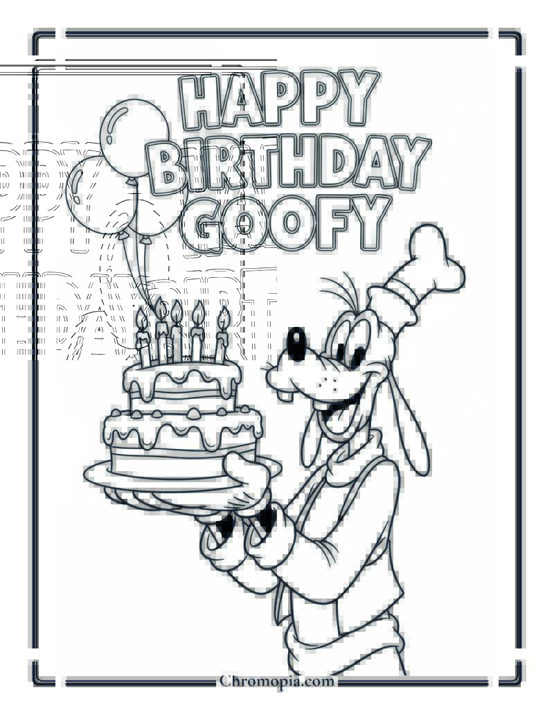 Goofy Birthday Coloring Page