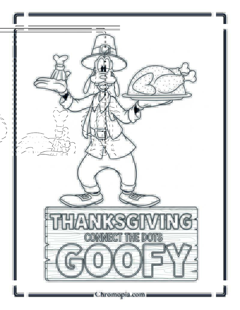 Goofy Thanksgiving Connect the Dots Coloring Page