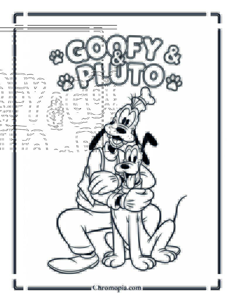 Goofy and Pluto Coloring Page