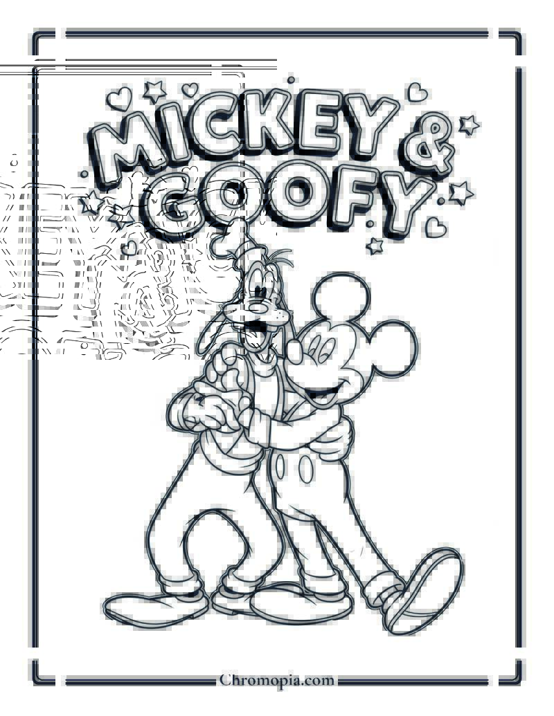 Mickey Mouse Goofy Coloring Page