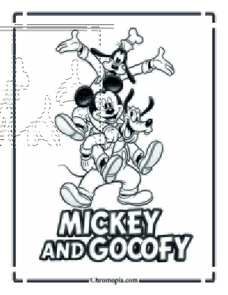 Mickey and Goofy Coloring Page