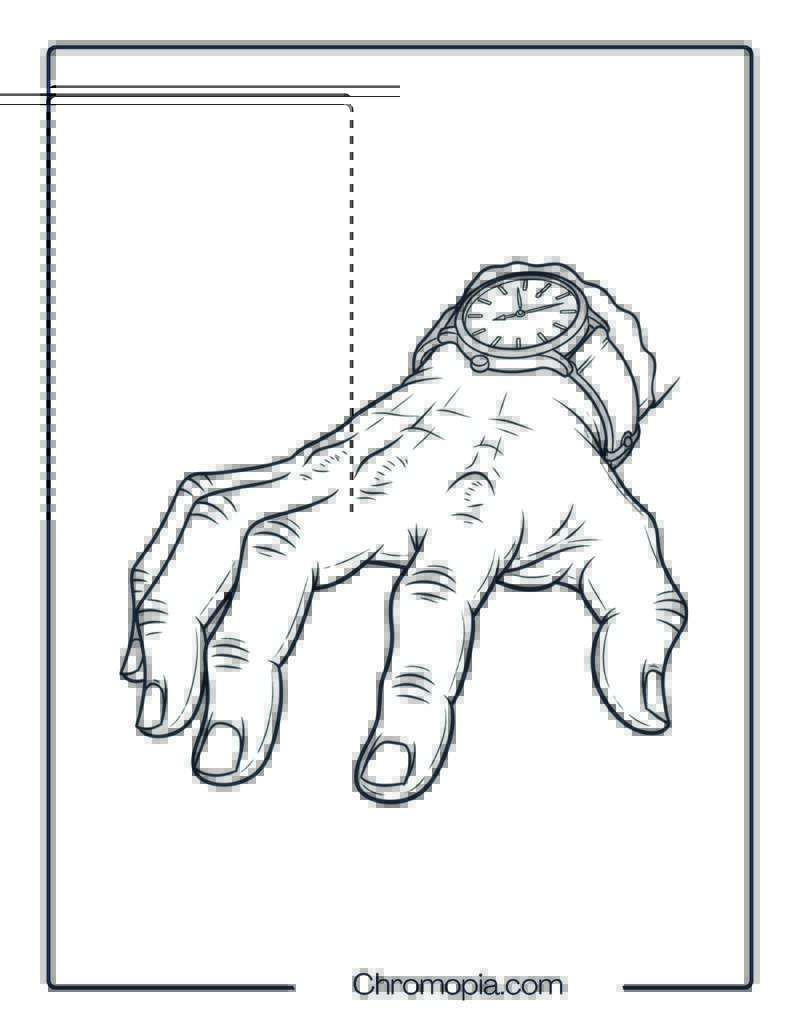 Thing Addams Crawling Pose Coloring Page