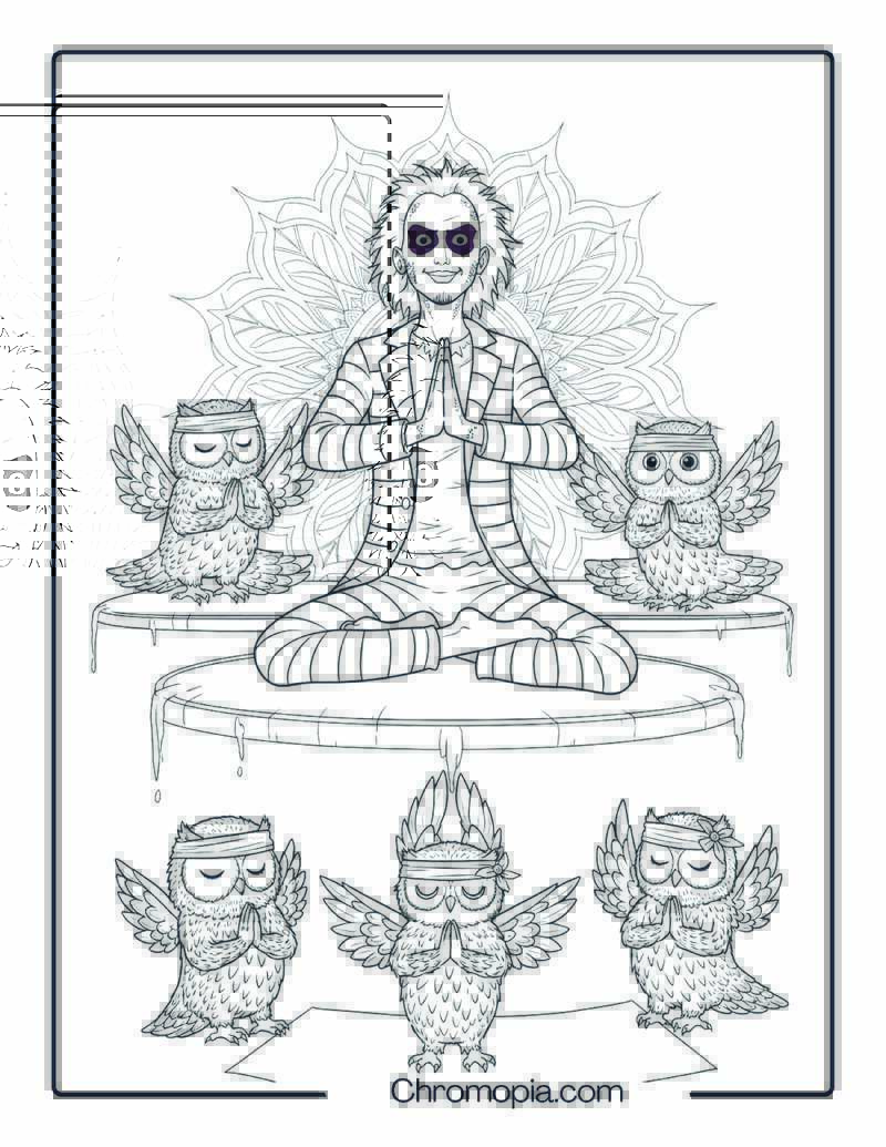 Beetlejuice Doing Yoga with Owl Students Sheet