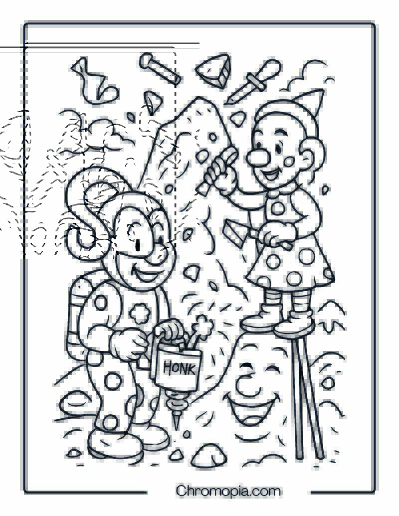 Clown Sculptors Shaping a Giggling Mountain – Man and Woman Clown Coloring Page