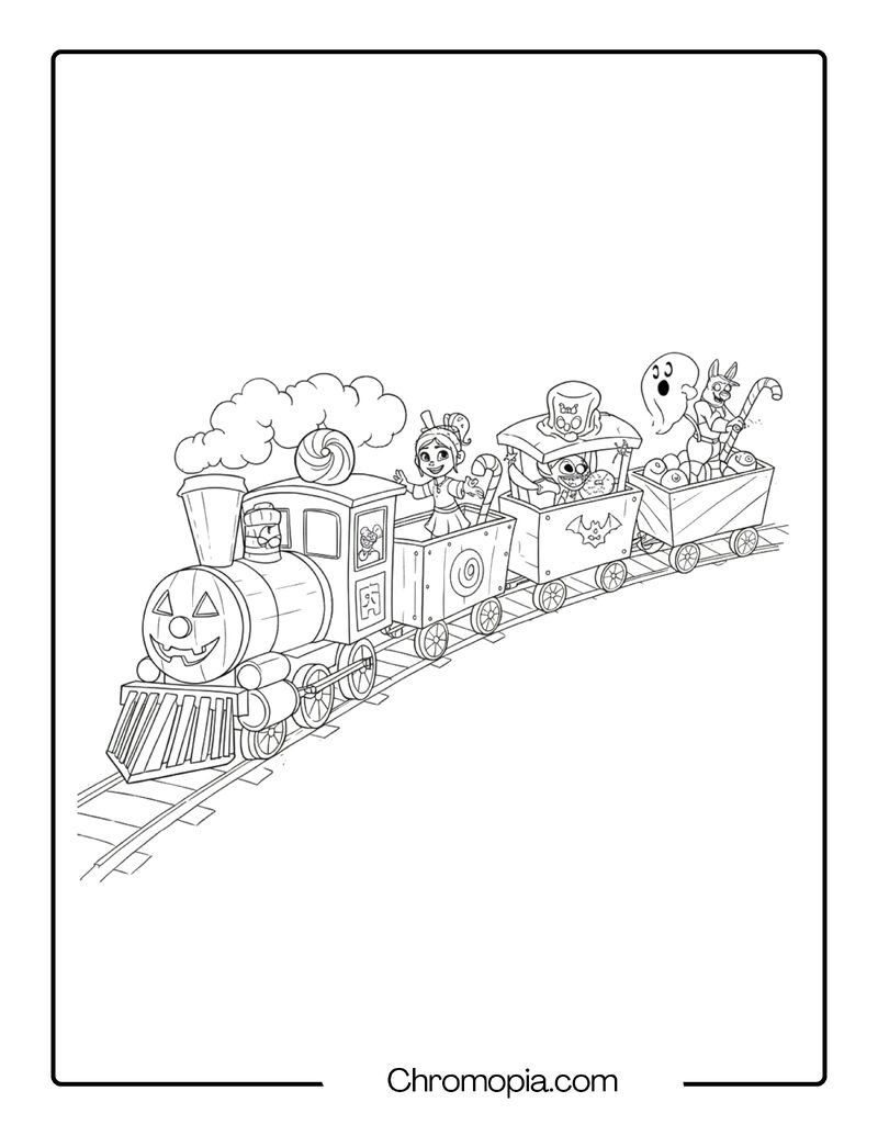 Disney Halloween Train Parade Coloring Page