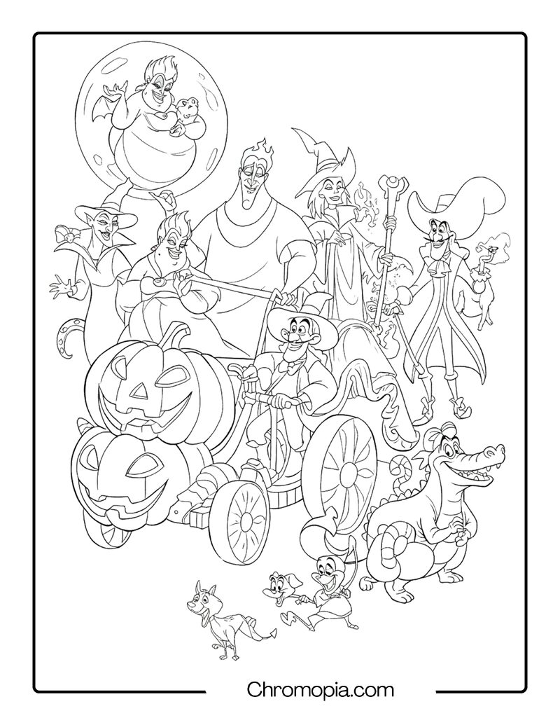 Disney Villains Halloween Parade Coloring Page