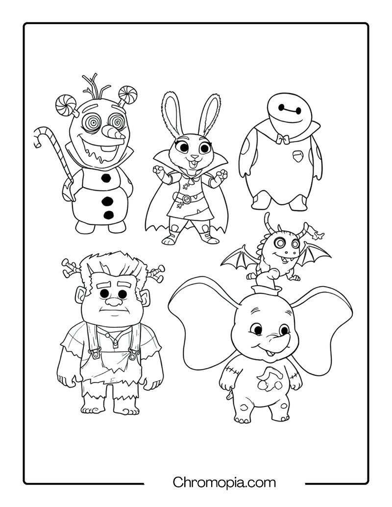 Funny Disney Monsters and Mashups Coloring Page