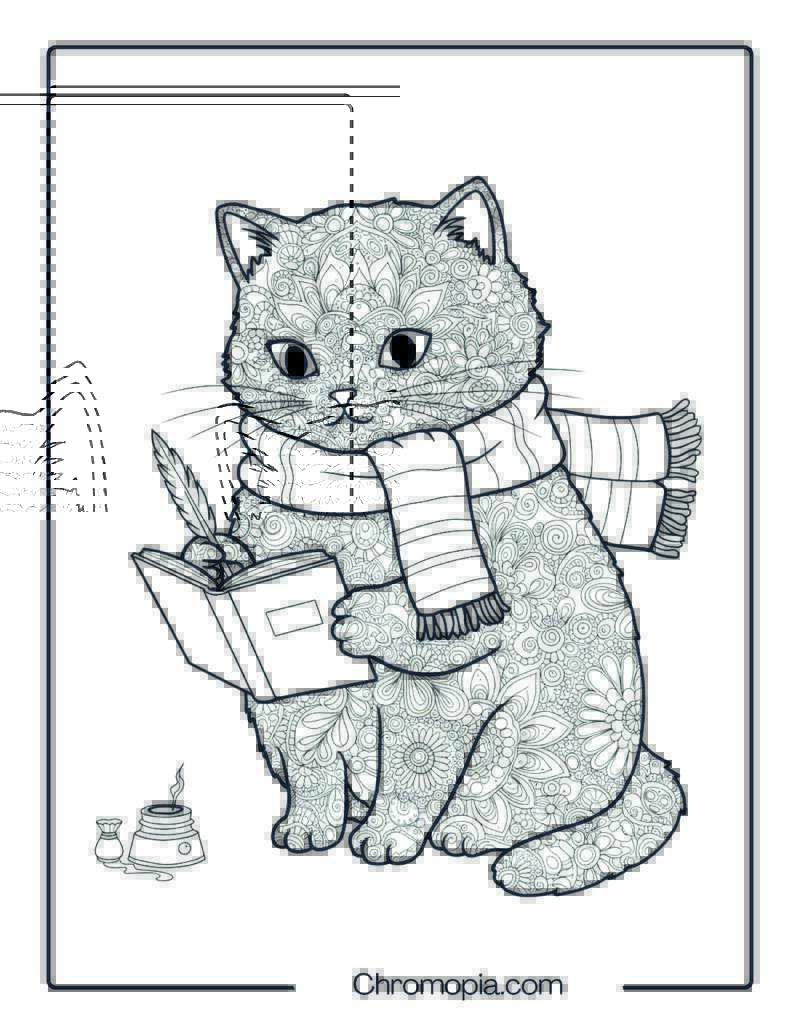 Black Cat Journaling Mandala Coloring Page