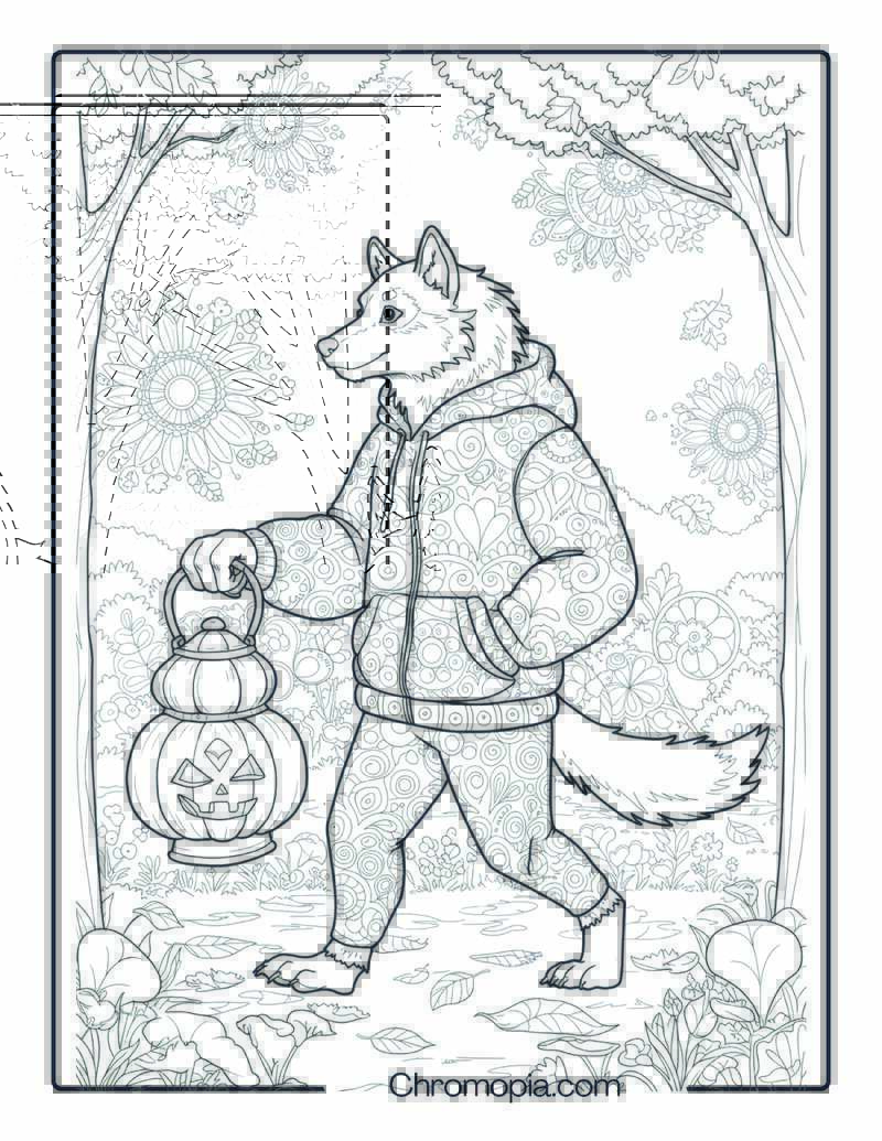 Werewolf Walking in Nature Mandala Page