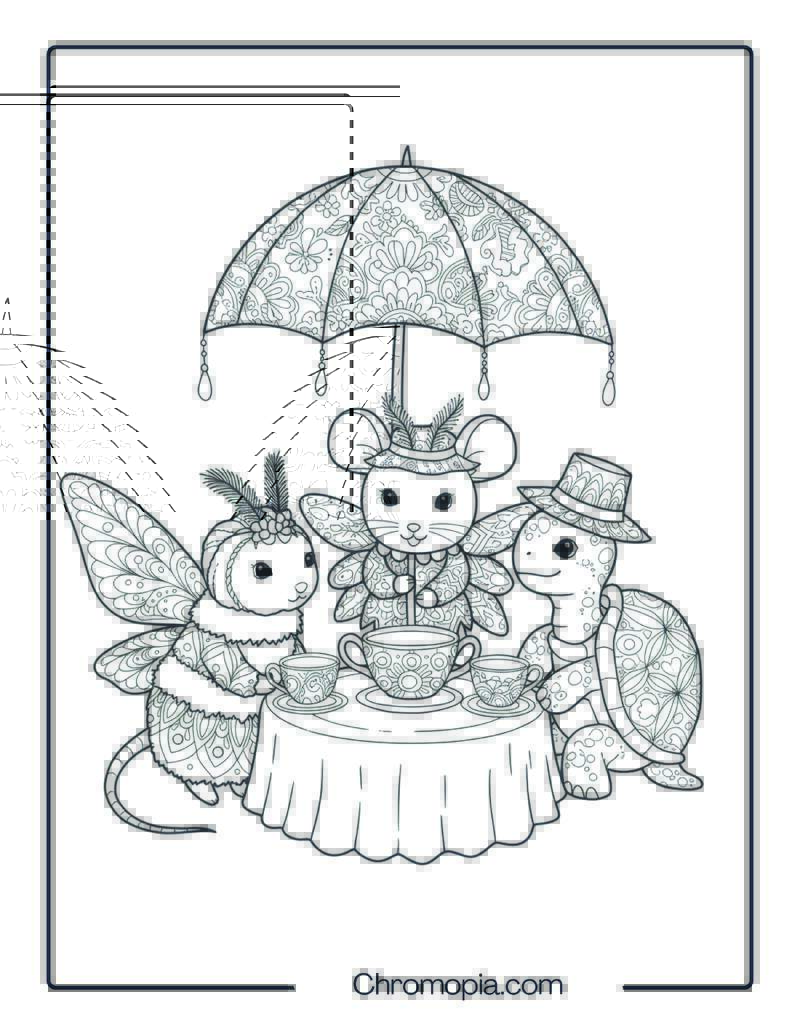 Moonlight Tea Time Mandala Creatures Page