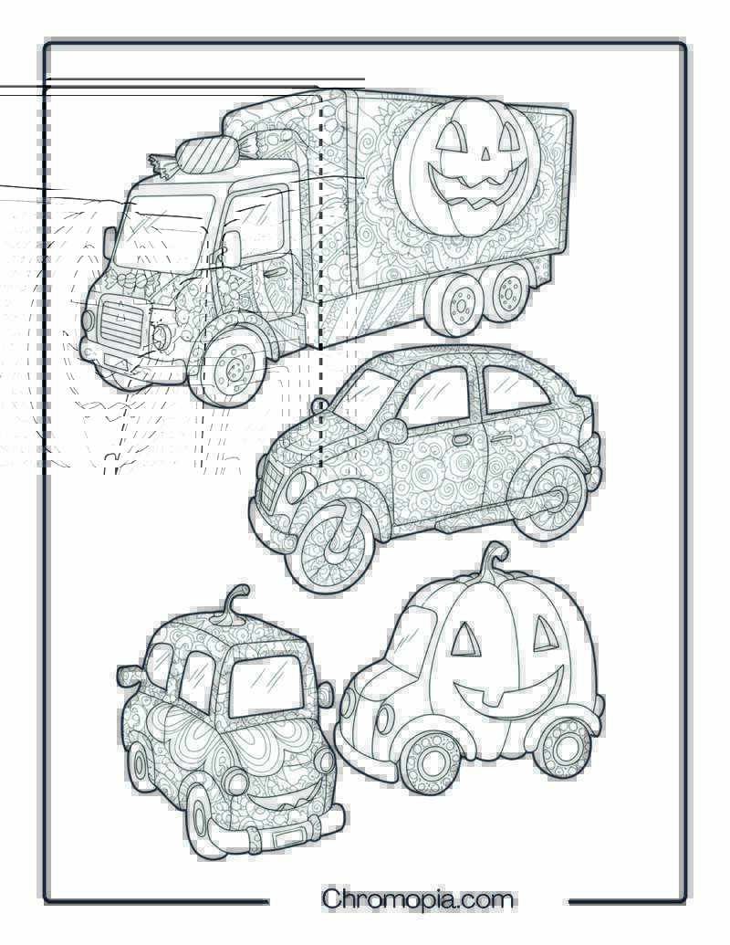 Pumpkin Parade Mandala Vehicle Coloring Sheet