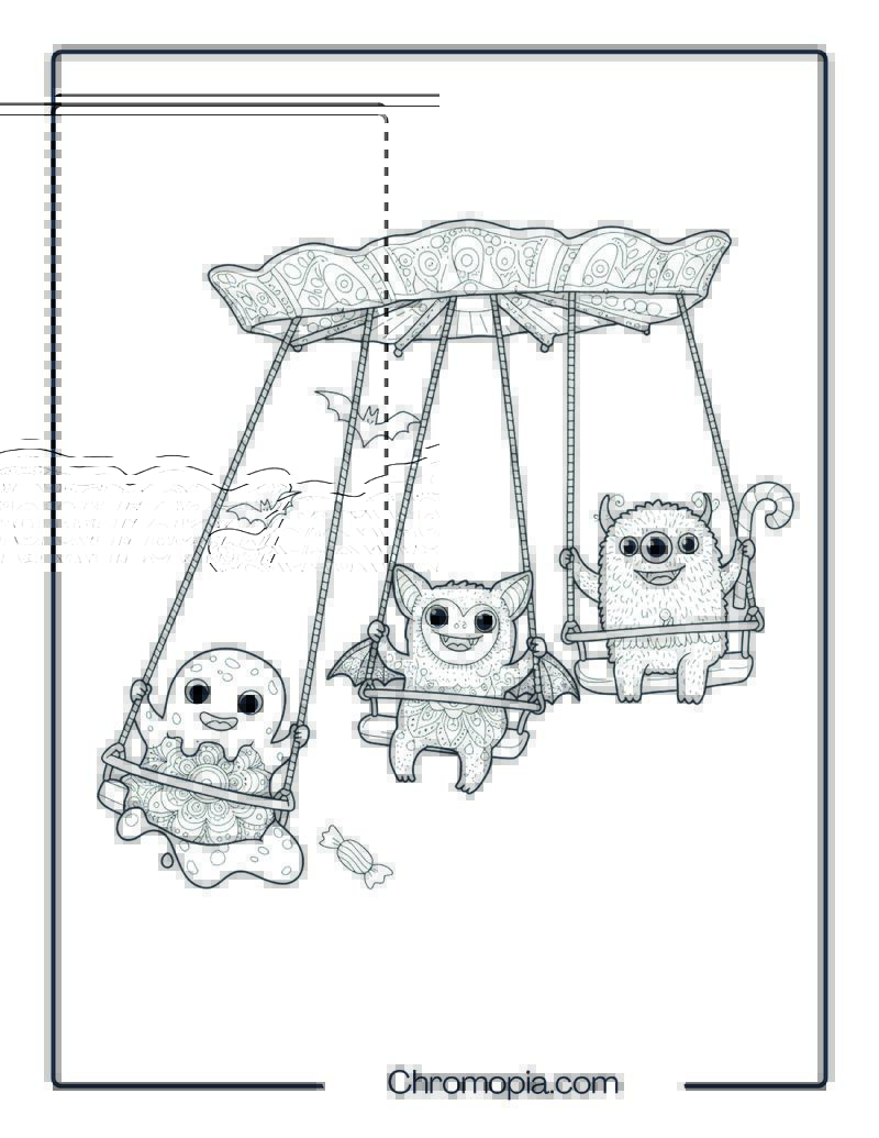 Spooky Swing Ride Mandala Creatures Page