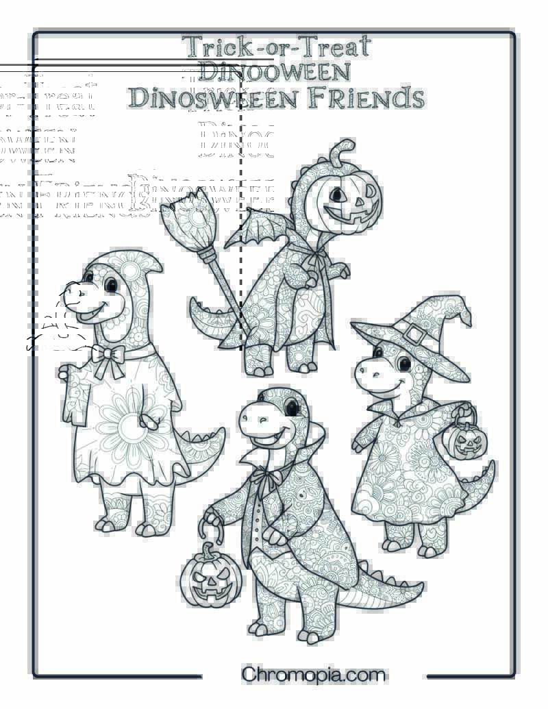 Trick-or-Treat Dinosaur Friends Mandala Page