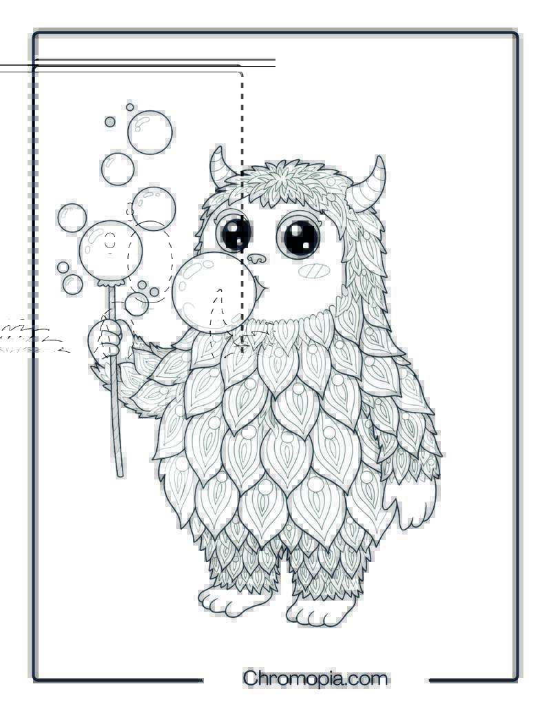 Bubble Monster in Mandala Suit Coloring Sheet
