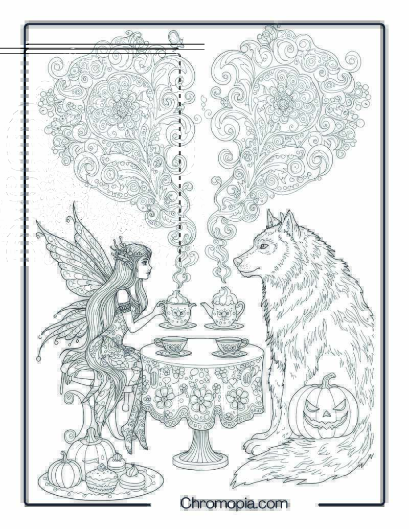 Fairy and Wolf Tea Ritual Mandala Page